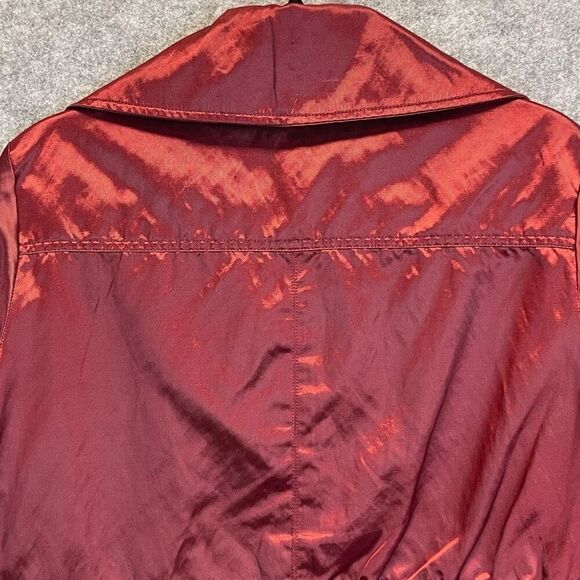 Ruby Rd Jacket Women's Size 12 Cranberry Red Metallic Button Front Drawstring - Picture 9 of 15